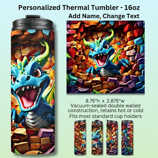 Aqua Blue Baby Dragon durchbrechen Thermosbecher