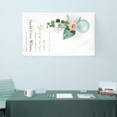 AQUA BLUE BALLOON PEACH FLORAL BUNCH BABY DUSCHE  BANNER (Messeveranstaltung)