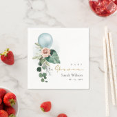 AQUA BLUE BALLOON PEACH FLORAL BUNCH BABY DUSCHE SERVIETTE (Beispiel)