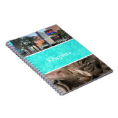 Aqua Blue Batik Foto Collage, Border, Name Notizblock (Rechte Seite)