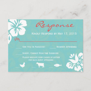 Aqua Blue Beach Blume UAWG Response Card RSVP Karte