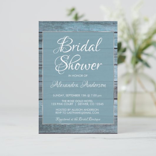 Aqua Blue Beach House Brautparty Einladung (Stehend Vorderseite)