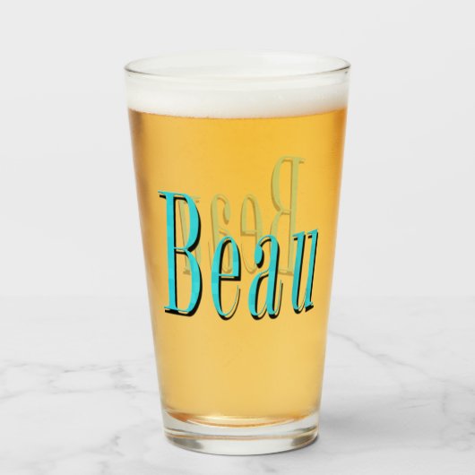 Aqua Blue Beau Name Logo, Glas (Vorne (Gefüllt))