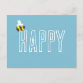 Aqua Blue Bee Happy Postkarte (Vorderseite)