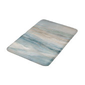 Aqua Blue Beige Aquamarine Creme Abstrakt Wave Mus Badematte (Schrägansicht)