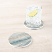 Aqua Blue Beige Aquamarine Creme Abstrakt Wave Mus Getränkeuntersetzer (Seite)