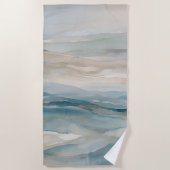 Aqua Blue Beige Aquamarine Creme Abstrakt Wave Mus Strandtuch (Vorderseite)