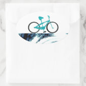Aqua Blue Bicycle Ovaler Aufkleber (Tasche)