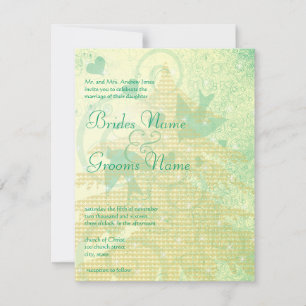 Aqua Blue Birds & Wirbel Hochzeitseinladungen Einladung