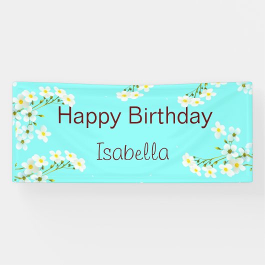 Aqua Blue Birthday Banner (Horizontal)
