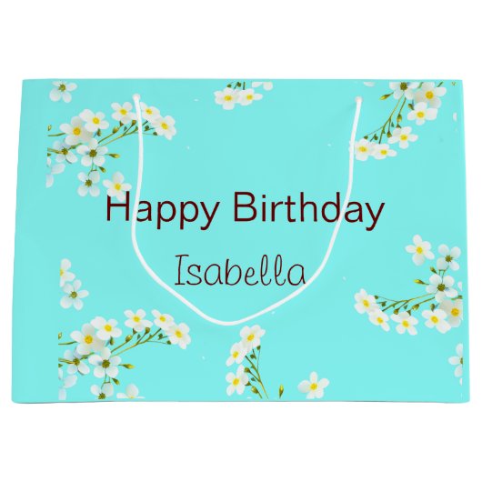 Aqua Blue Birthday Große Geschenktüte (Vorderseite)