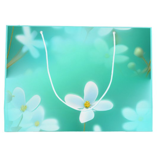 Aqua Blue Birthday Große Geschenktüte (Rückseite)