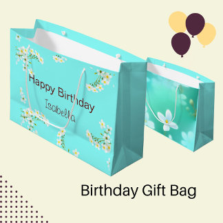 Aqua Blue Birthday Große Geschenktüte