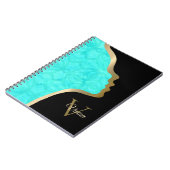 Aqua Blue Black and Gold Face Notizblock (Linke Seite)