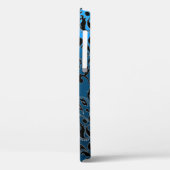 AQUA BLUE BLACK DAMASK GEMSTONE MONOGRAMM Case-Mate iPhone HÜLLE (Rückseite / Links)