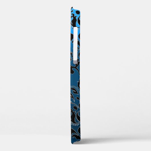 AQUA BLUE BLACK DAMASK GEMSTONE MONOGRAMM Case-Mate iPhone HÜLLE (Rückseite / Links)