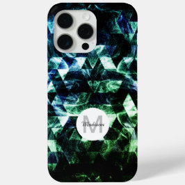 Aqua blue Black Geometric Smoky Abstrakt Monogram Case-Mate iPhone Hülle