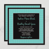 Aqua Blue Black Polka Dot Wedding Einladung (Vorne/Hinten)