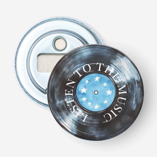 Aqua Blue Black Schallplattenmusik Flaschenöffner (Vorderseite)