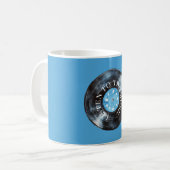 Aqua Blue Black Schallplattenmusik Kaffeetasse (Vorderseite Links)