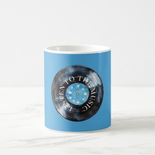 Aqua Blue Black Schallplattenmusik Kaffeetasse (Mittel)