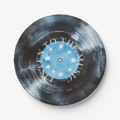 Aqua Blue Black Schallplattenmusik Pappteller (Vorderseite)