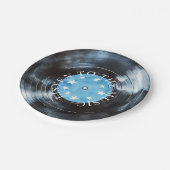 Aqua Blue Black Schallplattenmusik Pappteller (Schrägansicht)