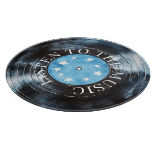 Aqua Blue Black Schallplattenmusik Schneidebrett
