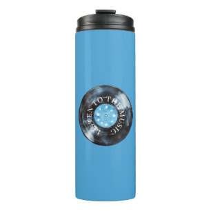 Aqua Blue Black Schallplattenmusik Thermosbecher