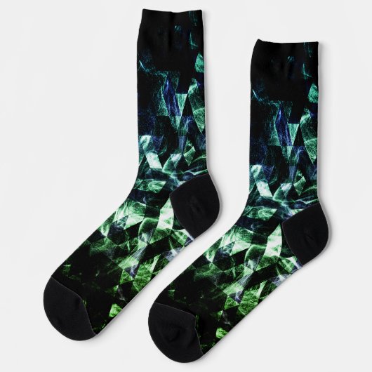 Aqua blue Black Triangle Geometric Smoky Abstract Socken (Linkes Detail)