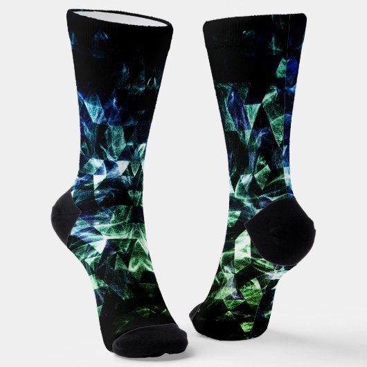 Aqua blue Black Triangle Geometric Smoky Abstract Socken (Gewinkelt)