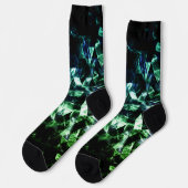 Aqua Blue Black Triangle Geometric Smoky Abstrakt Socken (Linkes Detail)