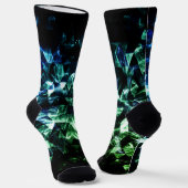 Aqua Blue Black Triangle Geometric Smoky Abstrakt Socken (Gewinkelt)