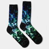 Aqua Blue Black Triangle Geometric Smoky Abstrakt Socken (Rechts)