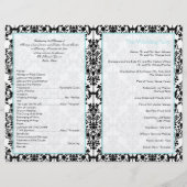 Aqua Blue, Black, White Damask Wedding Program (Rückseite)