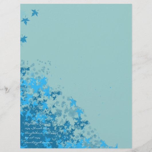 Aqua Blue Blätter Letterhead (Vorderseite)