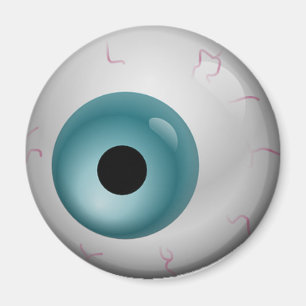 Aqua Blue Bloodshot Zombie Eyeball Halloween Magnet