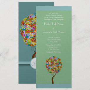 Aqua Blue Blume Liebe Bäume Hochzeit Einladung