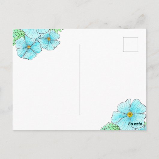 Aqua Blue Blumen Grün Muttertag Postkarte (Rückseite)