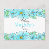 Aqua Blue Blumen Grün Muttertag Postkarte (Vorderseite)