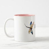 Aqua Blue Blush Dragonfis Zweifarbige Tasse (Links)
