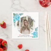 Aqua Blue Blwers Class of 2022 Abschluss Foto Serviette (Beispiel)