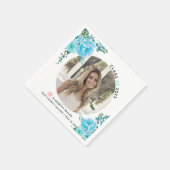 Aqua Blue Blwers Class of 2022 Abschluss Foto Serviette (Ecke)