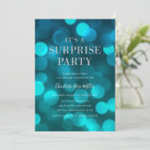 Aqua Blue Bokeh Es ist ein überraschendes Party Ge Einladung (Stehend Vorderseite)