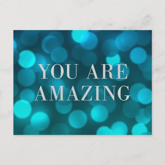 Aqua Blue Bokeh Imitate Silver Sie sind Phantastis Postkarte (Vorderseite)
