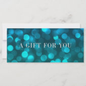 Aqua Blue Bokeh Lights Silver Gift Certificate (Vorderseite)
