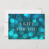 Aqua Blue Bokeh Lights Silver Gift Certificate (Vorderseite)