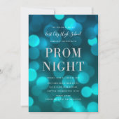 Aqua Blue Bokeh Lights Silver High School Einladung (Vorderseite)