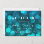 Aqua Blue Bokeh Lights Silver Wedding Jubiläum Einladung (Vorderseite)