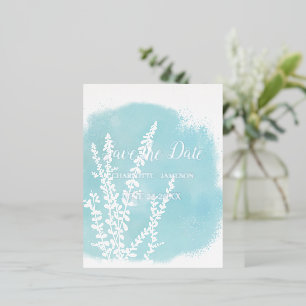 Aqua Blue Botanic Watercolor Wash & Spa Tamaro Folie Einladungspostkarte
